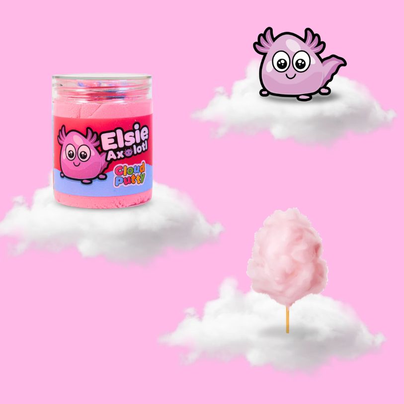 Putty Pals Elsie Axolotl Cotton Candy Cloud Putty
