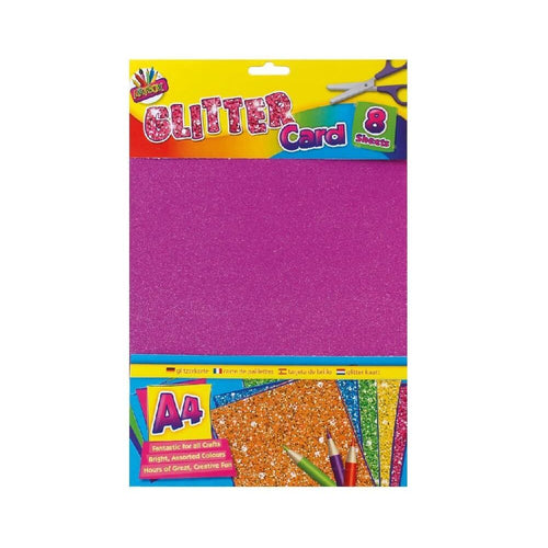Multicoloured A4 Glitter Card 8 Sheets