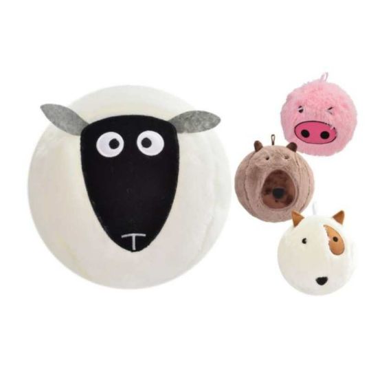 Fluffy Plush Animal Ball 9"